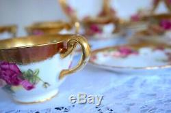 Vintage Royal Chelsea Porcelain'Golden Rose' Tea Set 6 Cup Trio & More 33 Pcs