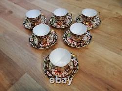 Vintage Royal Crown Derby Tea Cups & Saucers Set of 6 Imari 2451 Pattern