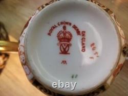 Vintage Royal Crown Derby Tea Cups & Saucers Set of 6 Imari 2451 Pattern