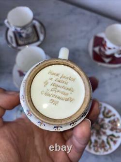 Vintage Russian Imperial Porcelain Tea Cups Set Of 8 Signed