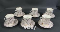 Vintage Russian Lomonosov LFZ Porcelain Gilt Tea Cup Saucer Full Set 6 Rose Net