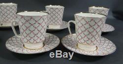 Vintage Russian Lomonosov LFZ Porcelain Gilt Tea Cup Saucer Full Set 6 Rose Net
