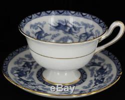 Vintage Shelly Fine Bone China Blue Heron/Storks Pattern Teacup Saucer Plate Set
