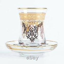 Vintage Turkish Tea Glasses Cups Set of 6 and Saucers Teacups for Art Decor2