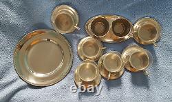 Vintage WMF Perlrand Cromargan Tea Set 6 Cups withSaucers plate creamer tray