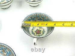 Vintage Wedgwood Florentine Blue Bone China Tea Cup and Saucer Set of 8