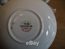 Vintage Windsor Porcelain Tea Set 6 Tea Cup Trios Tulips Flowers 19 Pieces