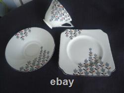 Vintage art deco royal doulton shower trio tea cup & saucer plate set v1450