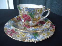 Vintage royal winton grimwades marguerite chintz tea trio cup & saucer plate set