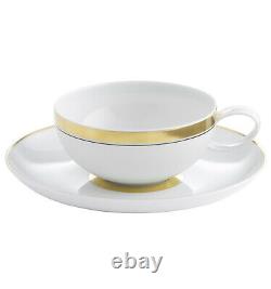 Vista Alegre Domo Gold Porcelain Tea Cup & Saucer Set of 4