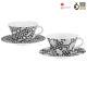 Vista Alegre Porcelain Portuguese Cobblestone Tea Cups & Saucers Set of 2