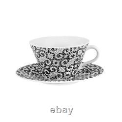 Vista Alegre Porcelain Portuguese Cobblestone Tea Cups & Saucers Set of 2