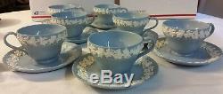 WEDGWOOD Queensware Dish Set Lavender Blue 7 Tea Cup & 8 Saucer Lot