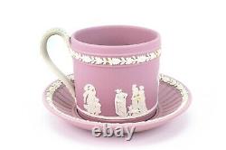 WEDGWOOD Tea Set Lilac Jasperware Teacup Saucer Dish Vintage Pink