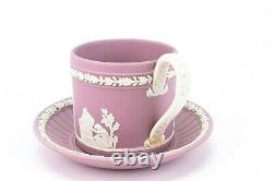 WEDGWOOD Tea Set Lilac Jasperware Teacup Saucer Dish Vintage Pink
