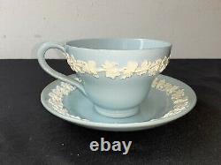 Wedgewood Queensware Blue Tea Cups & Saucers- Smooth Edge Set of 10