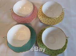 Wedgewood polka dot tea cup and saucer unused in box set of four