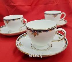 Wedgwood 3 Pcs Set Tea Cup & Saucer Porcelain Round Flower Pattern Tableware