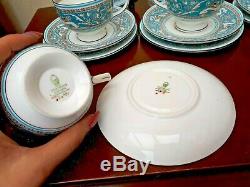 Wedgwood Florentine Turquoise Set 6 Trios Leigh Shape Cup, Saucer & Plate W2714