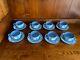 Wedgwood Jasperware Blue Set of 8 Tea Cups and Saucers 16 Total Pieces