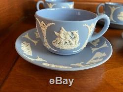 Wedgwood Jasperware Blue Set of 8 Tea Cups and Saucers 16 Total Pieces