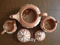 Wedgwood Jasperware Terra Cotta 17pc Tea Set TeaPot Creamer Sugar 6 Cup & saucer