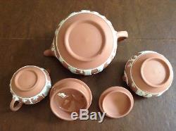 Wedgwood Jasperware Terra Cotta 17pc Tea Set TeaPot Creamer Sugar 6 Cup & saucer