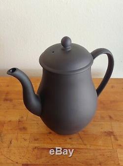 Wedgwood Vintage Black Basalt Cup & Saucer Set with Tea Pot