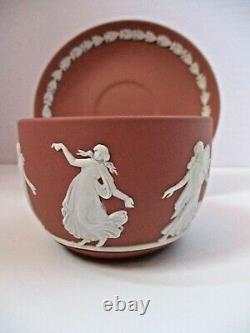 Wedgwood White On Terracotta Jasperware Dancing Hours Tea Cup & Saucer Set