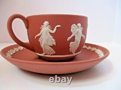Wedgwood White On Terracotta Jasperware Dancing Hours Tea Cup & Saucer Set