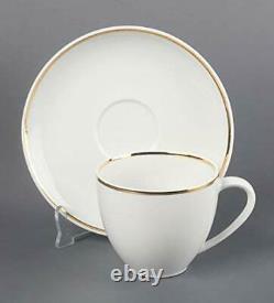White Bone China Dotted Tea Coffee Cups Saucer Set, 9 x 5 x 9 Centimeter, 12 Pcs