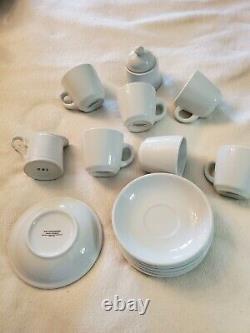 Williams Sonoma White Everyday 6 Coffee Tea Cups&Saucers, Creamer&Sugar 14PC SET