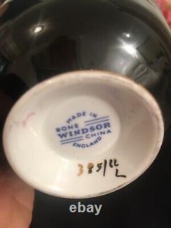 Windsor Bone China Tea Cups Teacups Saucers Set Pink Floating Cabbage Roses X8