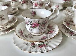 X 8 Royal Albert Lavender Rose Tea Cups Saucers Plates Cream Jug Sugar Dish Set