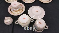 Yamasho Kakamu 12PC Tea Set Covered Sugar Bowl Lusterware Iridescent Gilded VTG