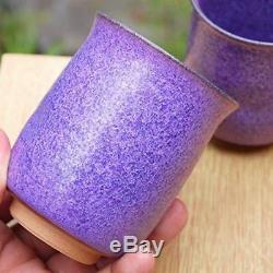 Yunomi Japanese tea cup set of 2 Kyo Kiyomizu yaki ware purple Zuisho from japan