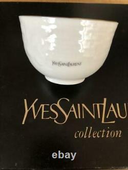 Yves Saint Laurent Set of 3 White Bowl Cup Coffee Tea Tableware High Fashion Bra